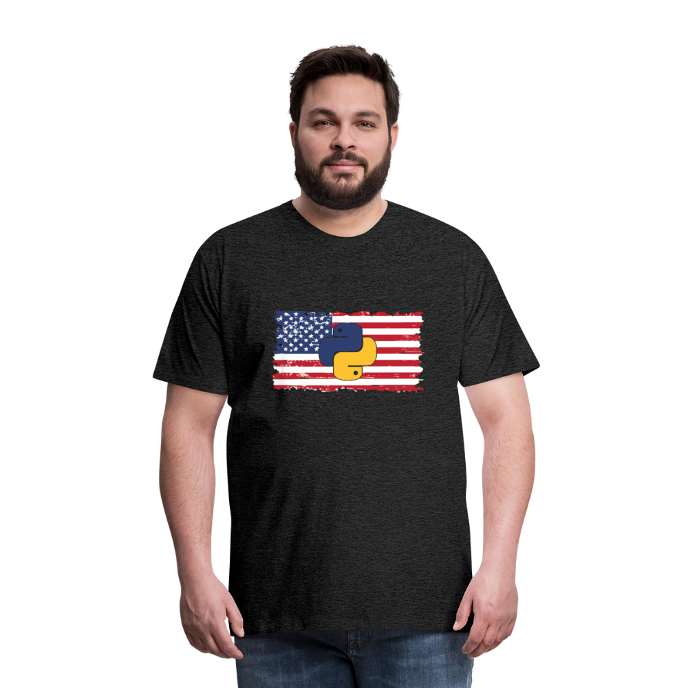Python Logo - US Flag (Men's Premium T-Shirt) - charcoal grey