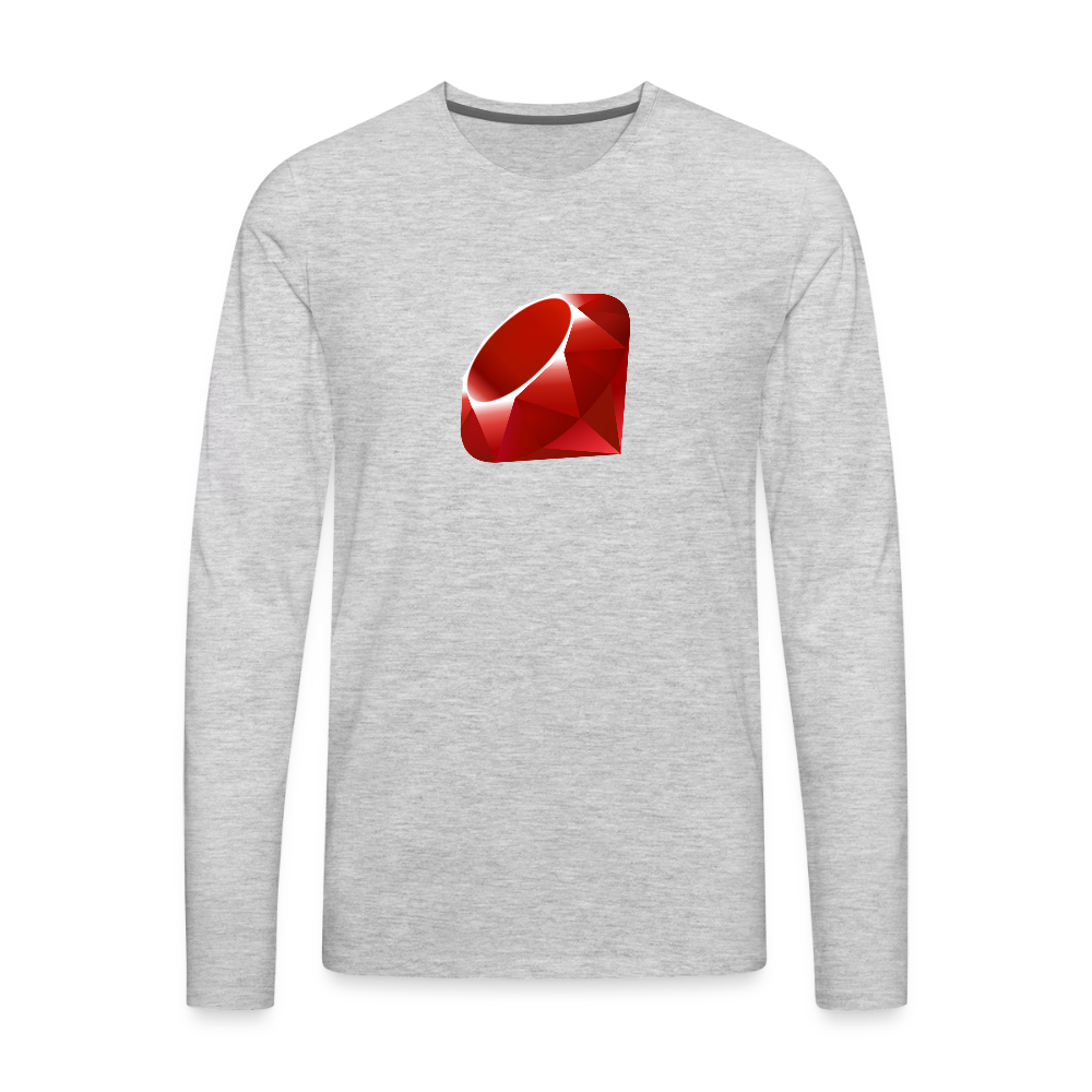 Ruby Logo (Men's Premium Long Sleeve T-Shirt) - heather gray