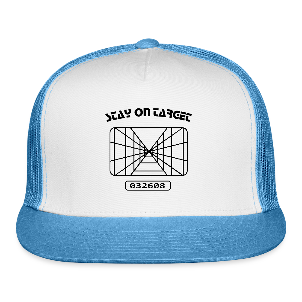 Stay on Target (Trucker Hat) - white/blue