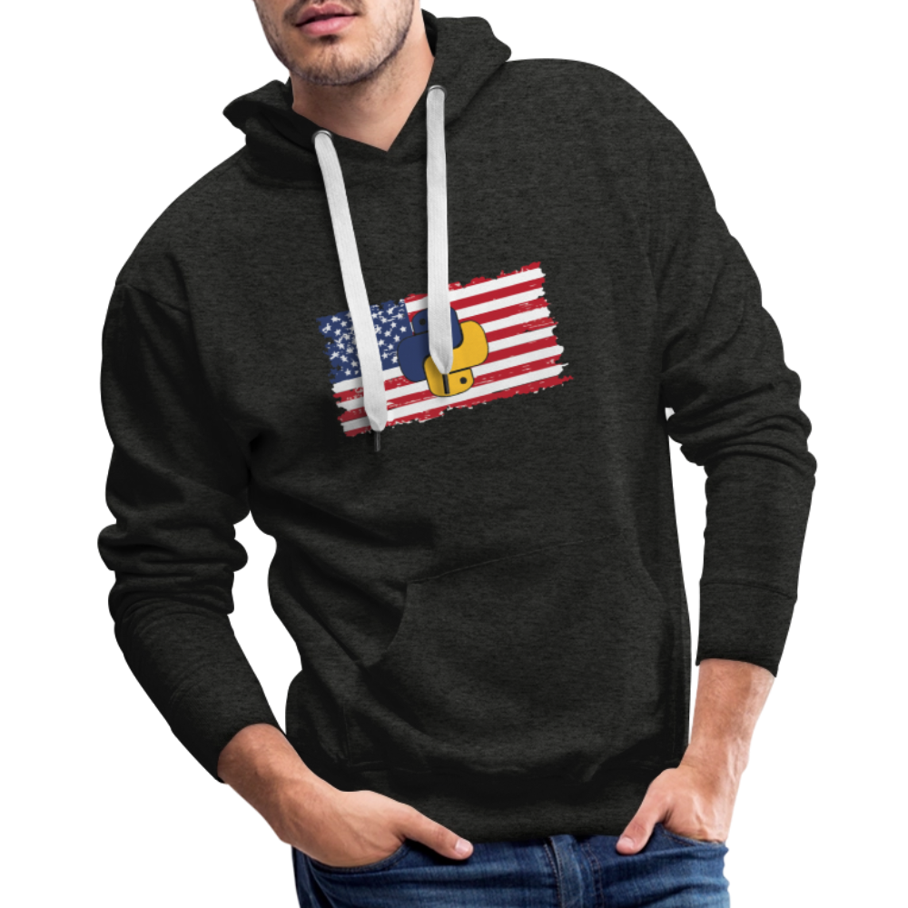 Python Logo - US Flag (Men's Premium Hoodie) - charcoal grey