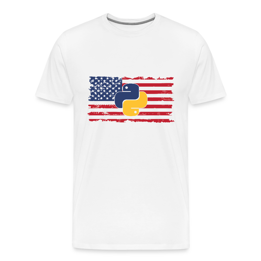 Python Logo - US Flag (Men's Premium T-Shirt) - white
