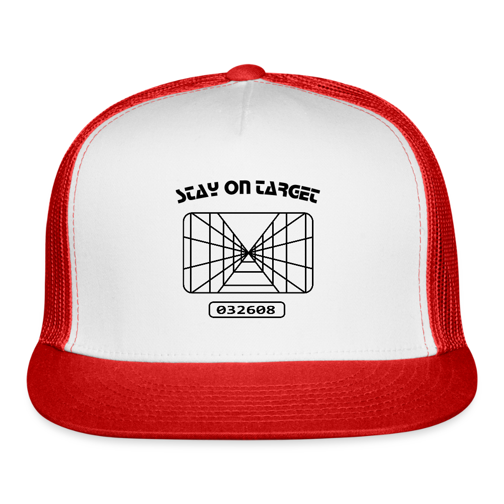 Stay on Target (Trucker Hat) - white/red