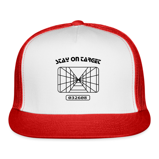 Stay on Target (Trucker Hat) - white/red