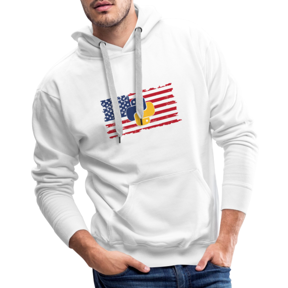 Python Logo - US Flag (Men's Premium Hoodie) - white