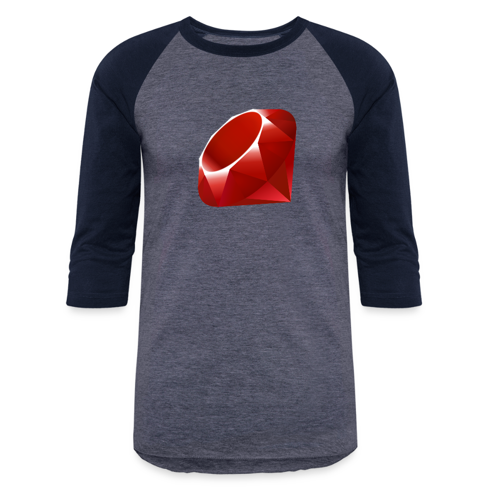 Ruby Logo (Baseball T-Shirt) - heather blue/navy