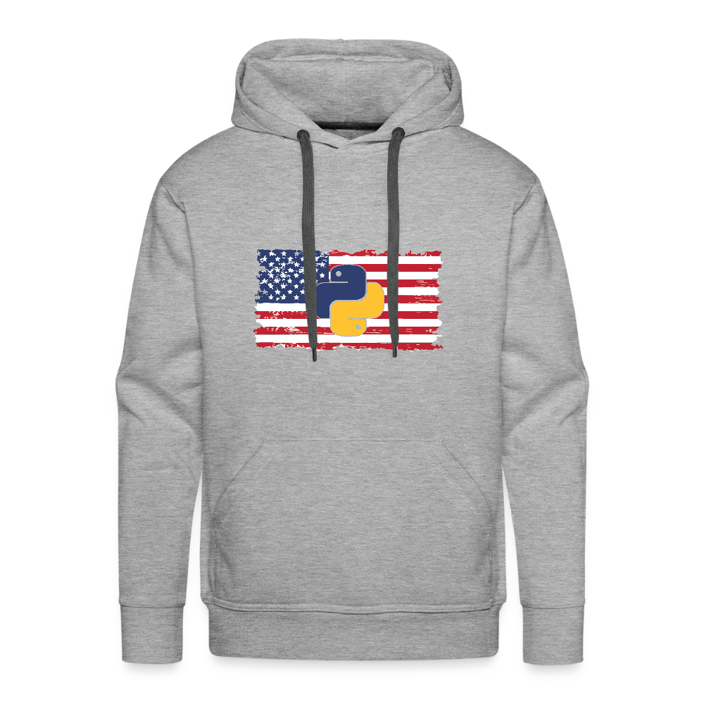 Python Logo - US Flag (Men's Premium Hoodie) - heather grey