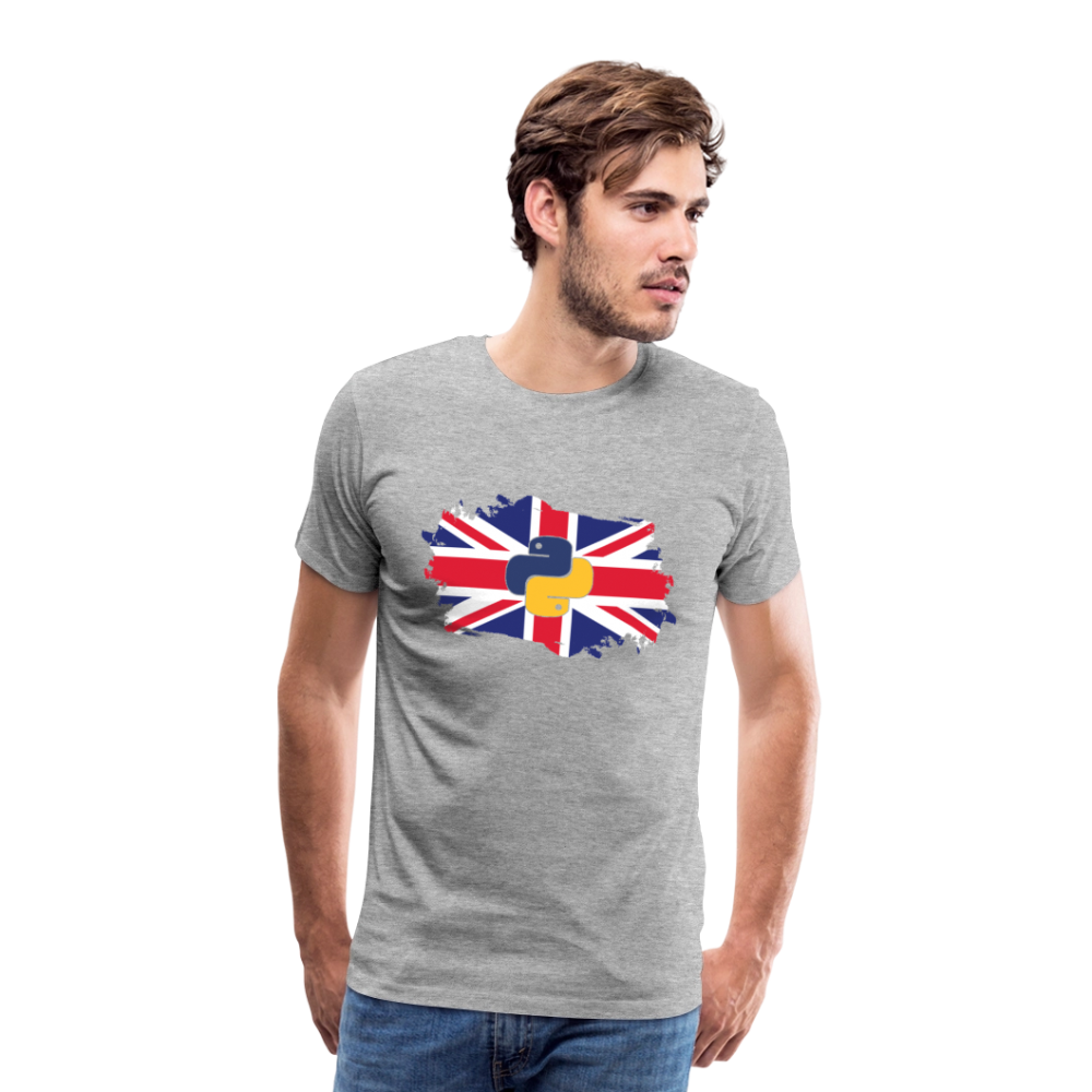 Python Logo - UK Flag (Men's Premium T-Shirt) - heather gray