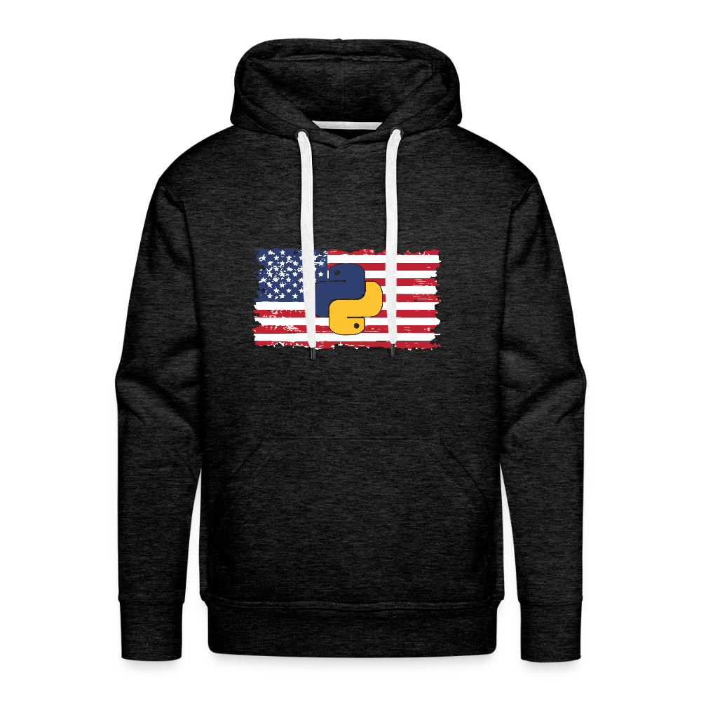 Python Logo - US Flag (Men's Premium Hoodie) - charcoal grey