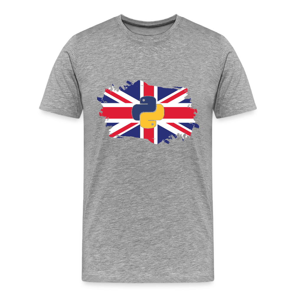 Python Logo - UK Flag (Men's Premium T-Shirt) - heather gray