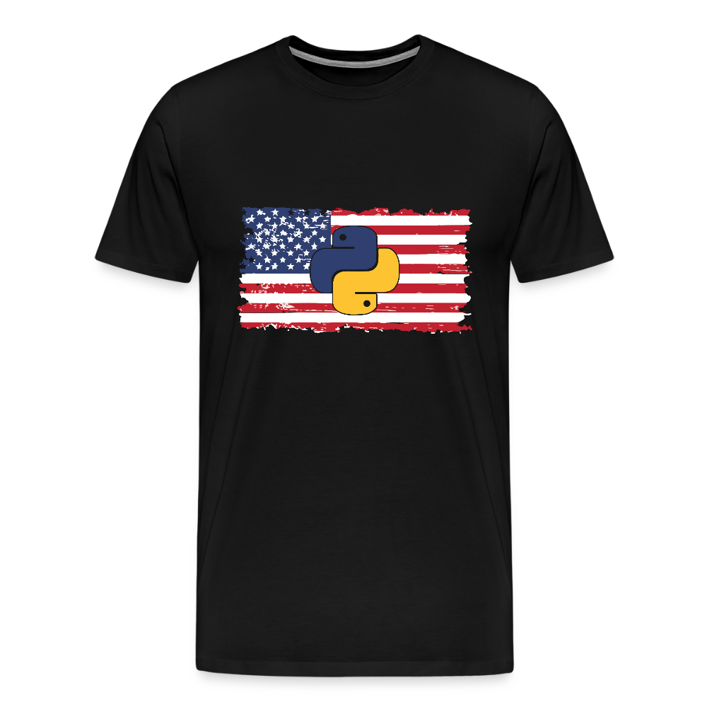Python Logo - US Flag (Men's Premium T-Shirt) - black