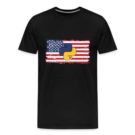 Python Logo - US Flag (Men's Premium T-Shirt) - black