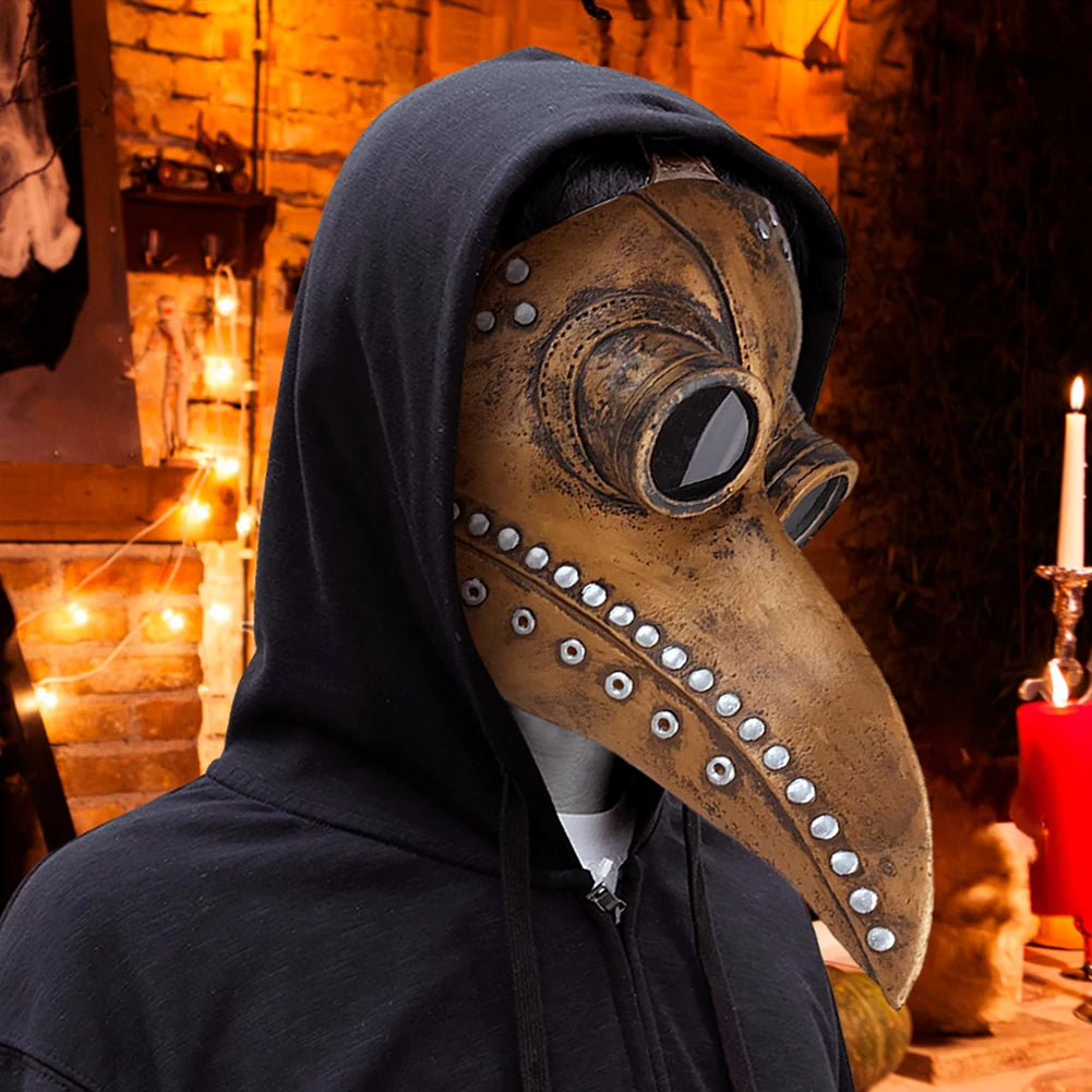 Plague Doctor Mask Leather In Black Beak Mask Plague Doctor Halloween Mask Steampunk Birds Cosplay Doctour Party Props De Peste