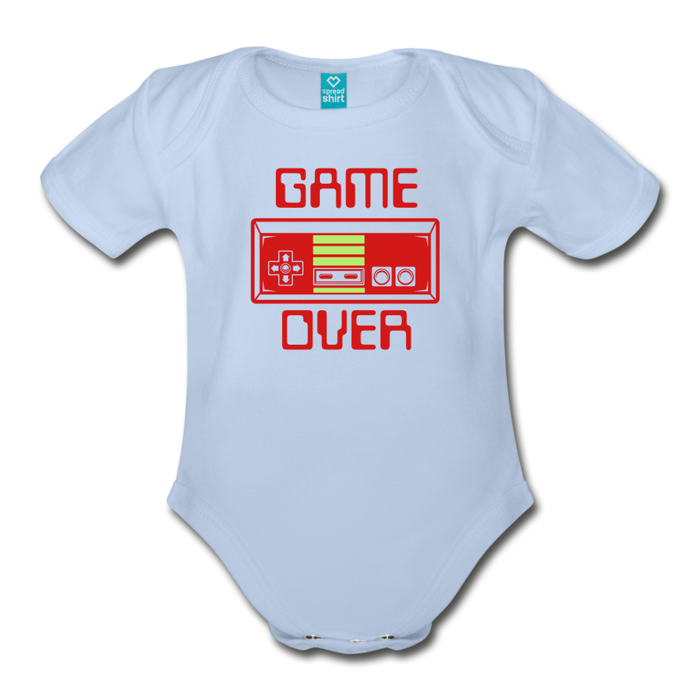 Game Over (Organic Short Sleeve Baby Bodysuit) - sky