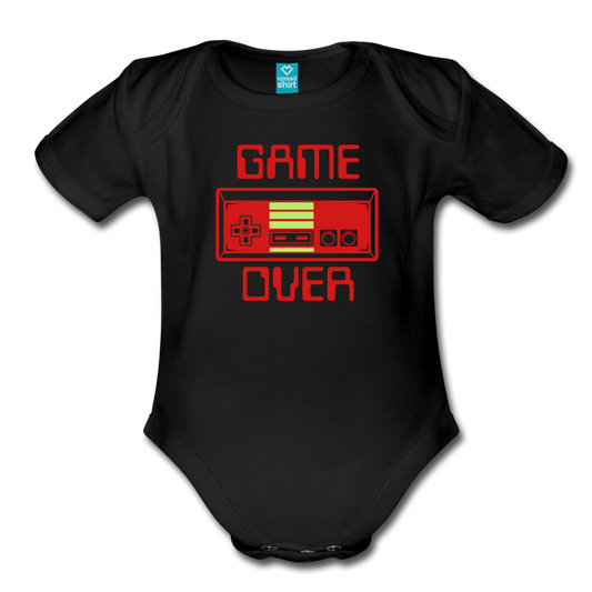 Game Over (Organic Short Sleeve Baby Bodysuit) - black