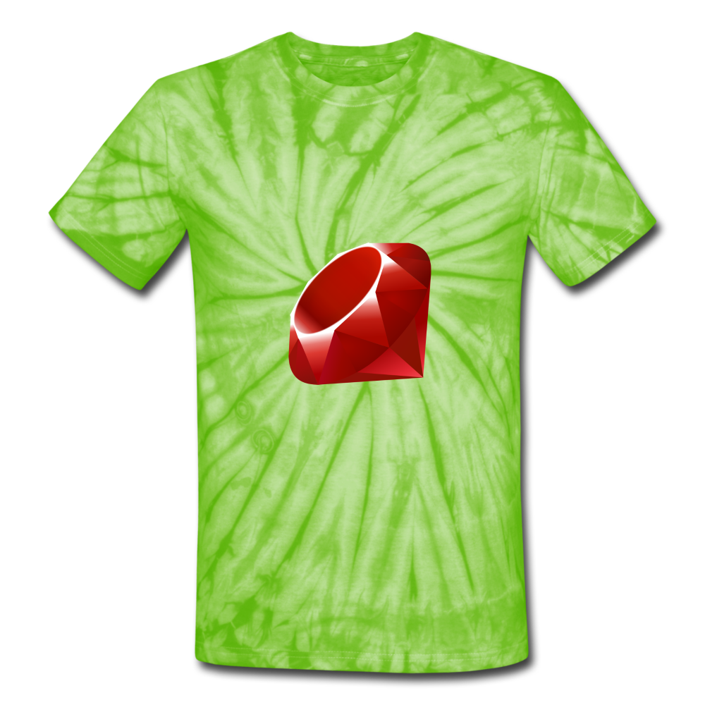 Ruby Logo (Unisex Tie Dye T-Shirt) - spider lime green