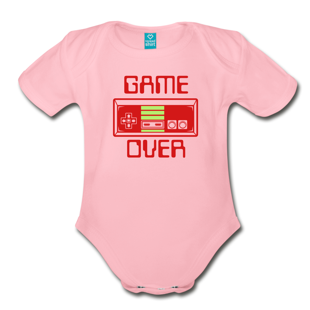 Game Over (Organic Short Sleeve Baby Bodysuit) - light pink
