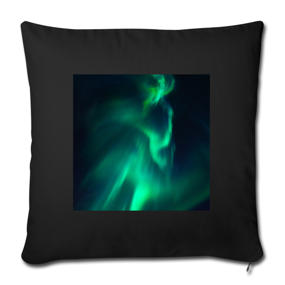 Northern Lights (Throw Pillow Cover 18” x 18”) - black
