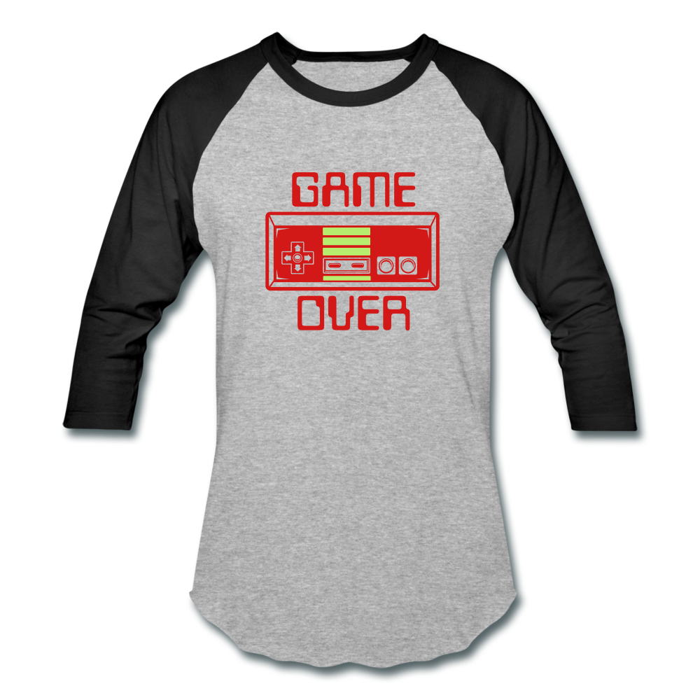 Game Over (Baseball T-Shirt) - heather gray/black