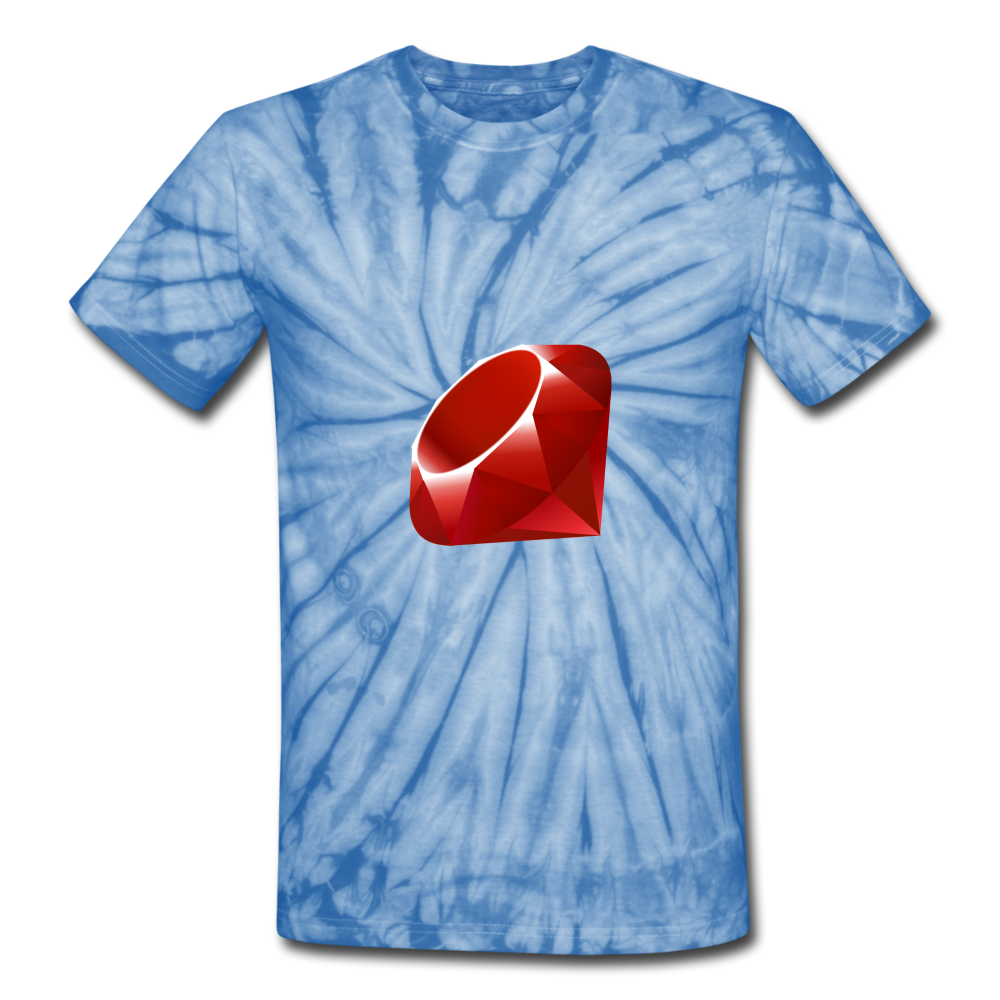 Ruby Logo (Unisex Tie Dye T-Shirt) - spider baby blue
