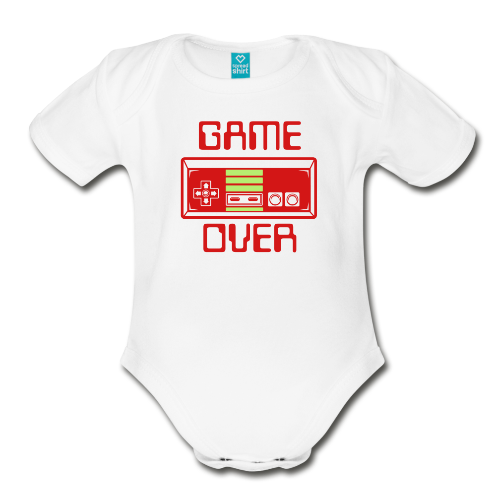Game Over (Organic Short Sleeve Baby Bodysuit) - white