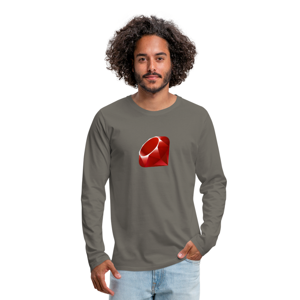 Ruby Logo (Men's Premium Long Sleeve T-Shirt) - asphalt gray
