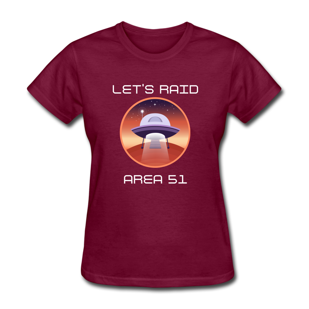 Let's Raid Area 51 (Women's T-Shirt) - burgundy