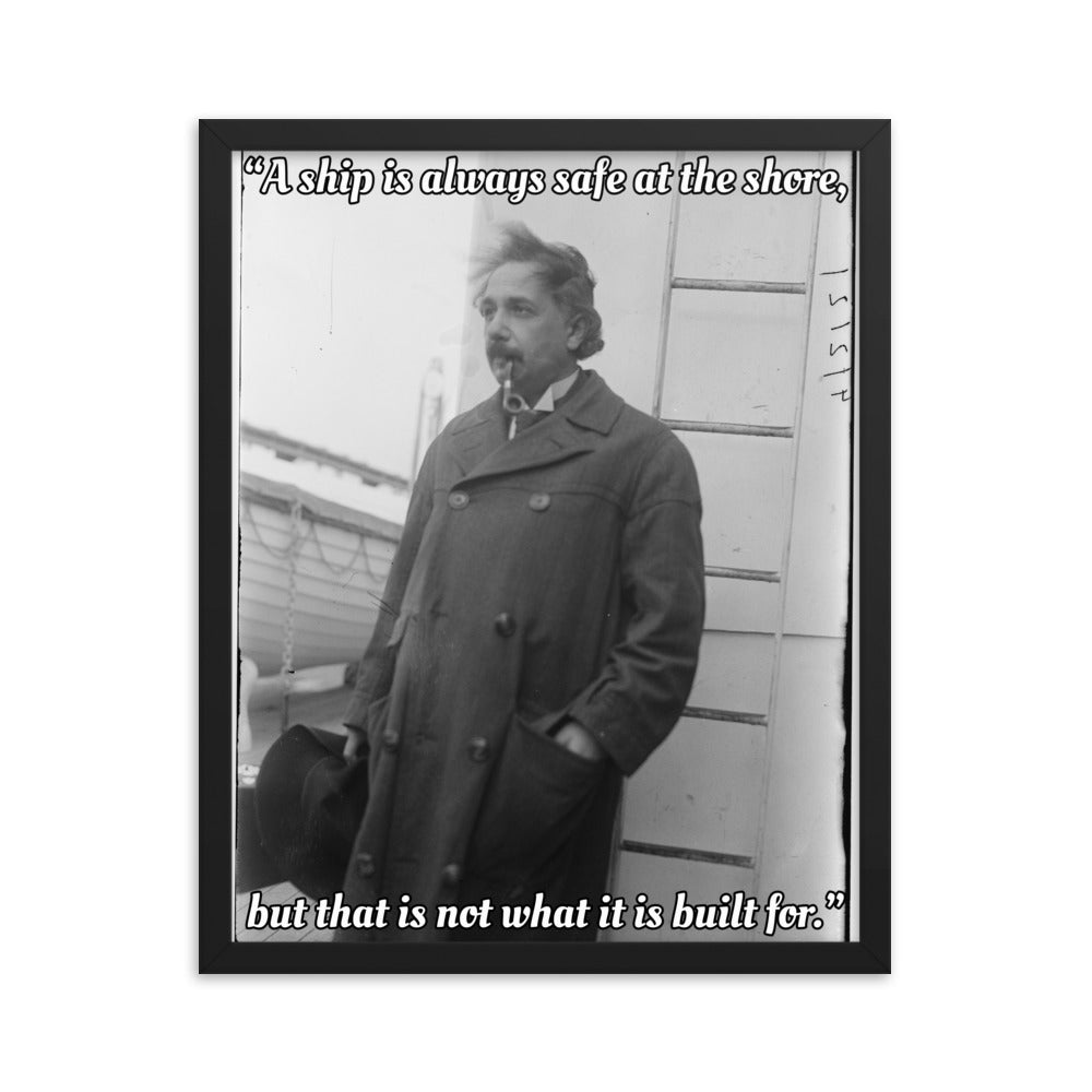 Einstein Aboard a Ship with Quote (Poster - Photo Paper Framed)
