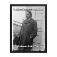 Einstein Aboard a Ship with Quote (Poster - Matte Framed)
