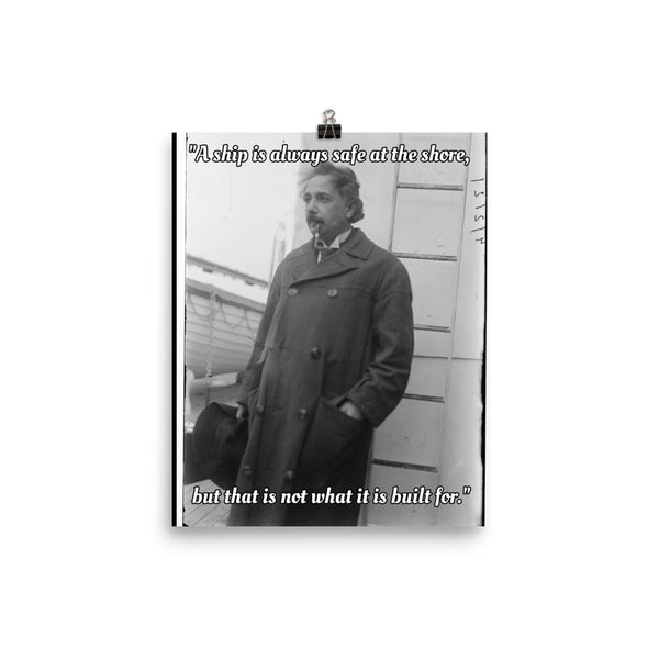 Einstein Aboard a Ship with Quote (Poster - Paper Matte)