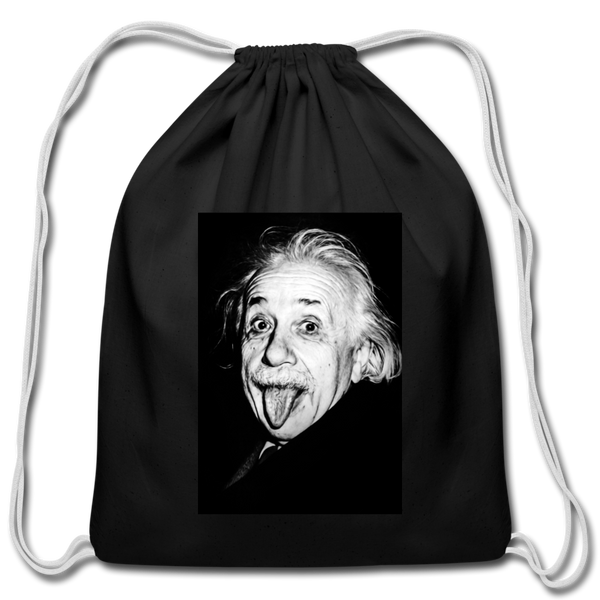 Silly Einstein (Cotton Drawstring Bag) - black