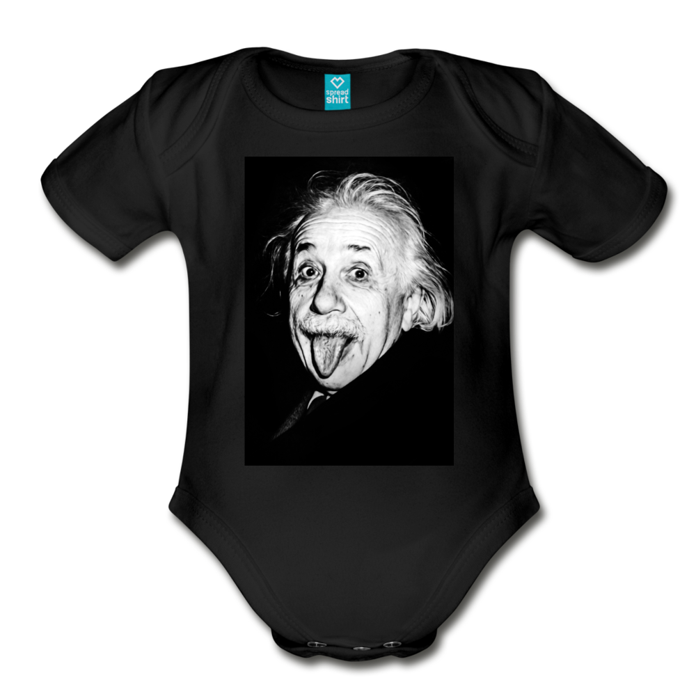 Silly Einstein (Organic Short Sleeve Baby Bodysuit) - black