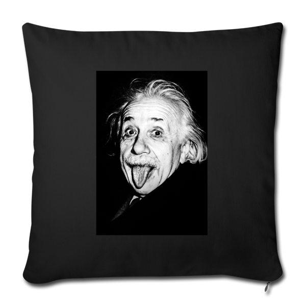 Silly Einstein (Throw Pillow Cover 18” x 18”) - black