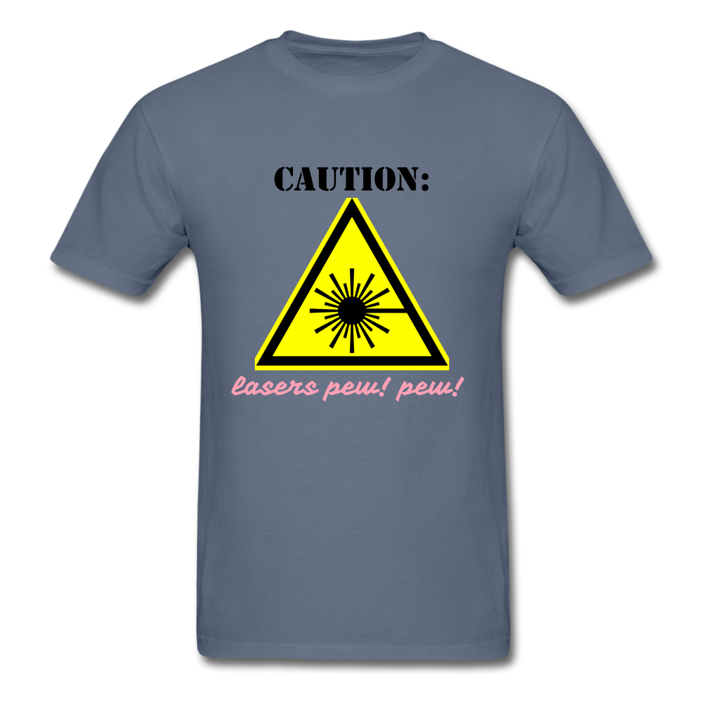 Caution Lasers (Men's T-Shirt) - denim