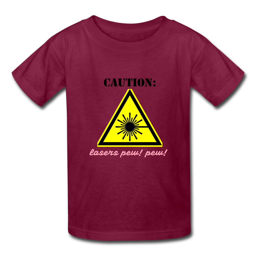 Caution Lasers (Kids' T-Shirt) - burgundy