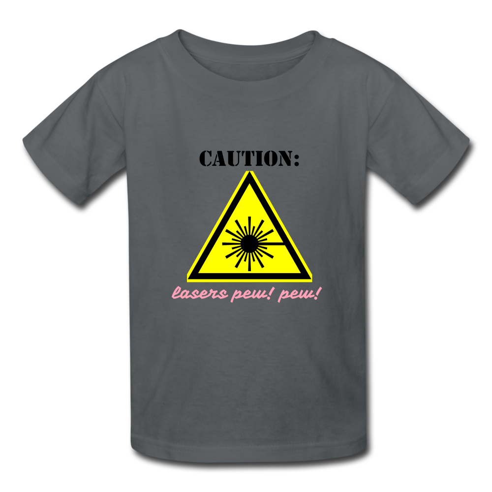 Caution Lasers (Kids' T-Shirt) - charcoal