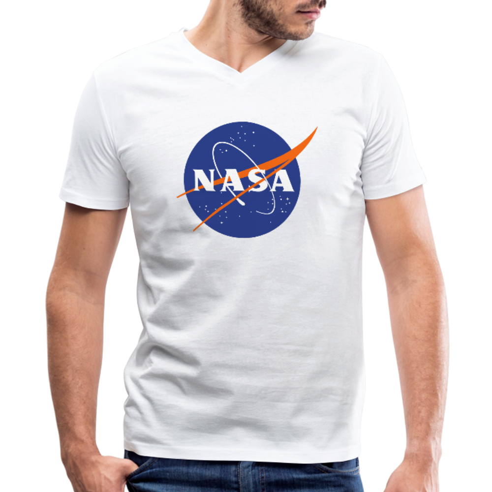 NASA Logo (Men's V-Neck T-Shirt by Canvas) - white
