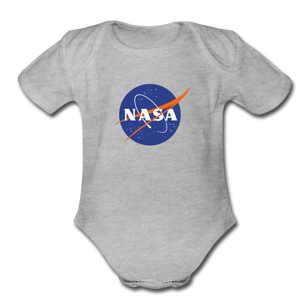 NASA Logo (Organic Short Sleeve Baby Bodysuit) - heather gray